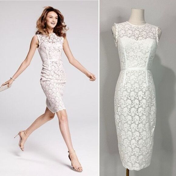 Jill Stuart Women's Illusion Yoke Lace Sheath Dress 0 Classy Lady Graduation - Picture 1 of 12